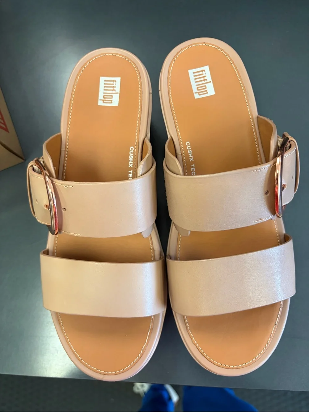FitFlop Women's Blush Leather Platform Slide Sandals